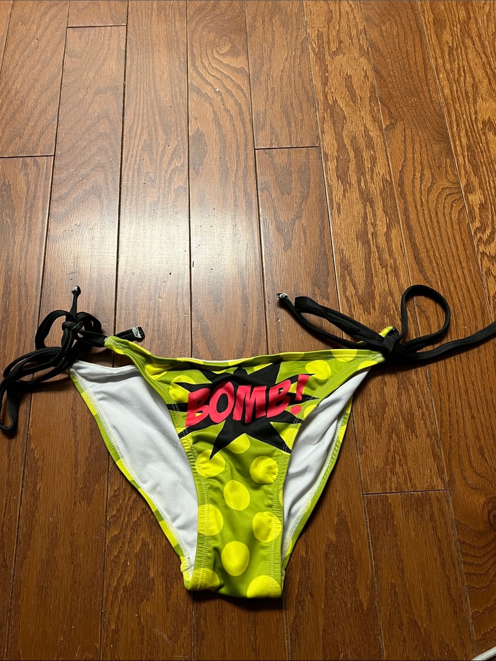 Bomb! Neon Yellow Polka Dot Tie-Side Bikini Bottom